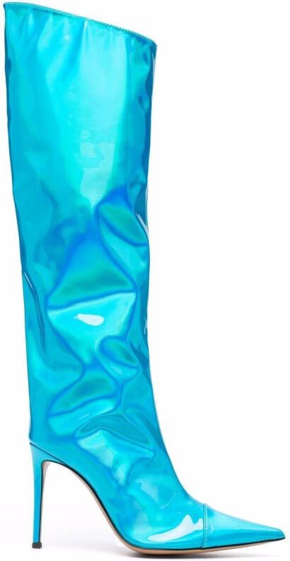 Alexandre Vauthier metallic pointed-toe boots Blue