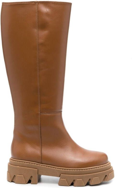 ALOHAS Katiuska leather knee-high boots Brown
