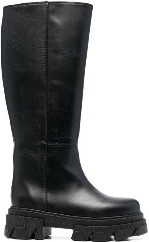 ALOHAS Katiuska leather knee-length boots Black