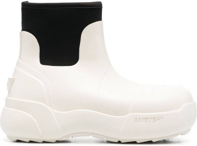 AMBUSH logo-detail chunky ankle boots White