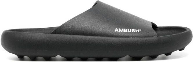 AMBUSH logo-print ridged-sole slides Black