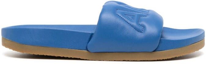 AMBUSH logo-quilted leather slides Blue