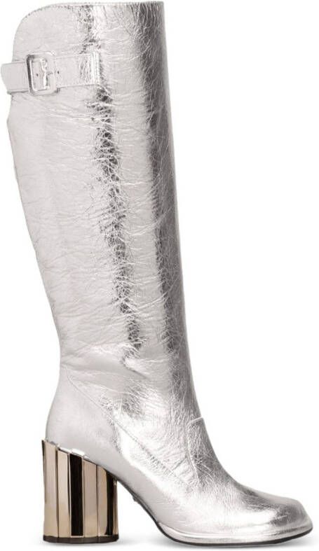 AMI Paris Anatomical-toe buckled boots Silver