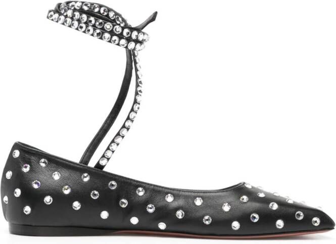 Amina Muaddi Ane crystal-embellished ballerina shoes Black