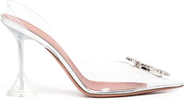 Amina Muaddi Begum 90mm slingback pumps Silver