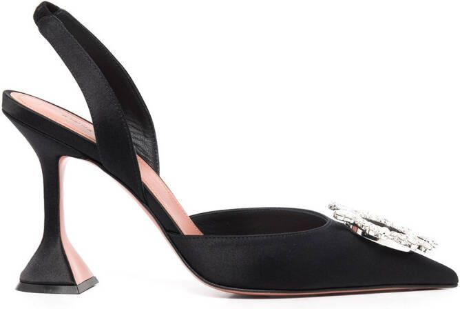 Amina Muaddi 95mm Begum crystal-buckle slingback pumps Black