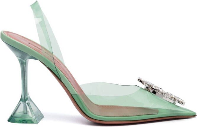 Amina Muaddi Begum 90mm slingback pumps Green