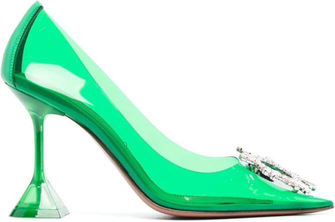 Amina Muaddi Begum Glass 95mm pumps Green