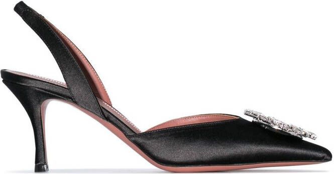 Amina Muaddi Begum 70mm satin slingback pumps Black
