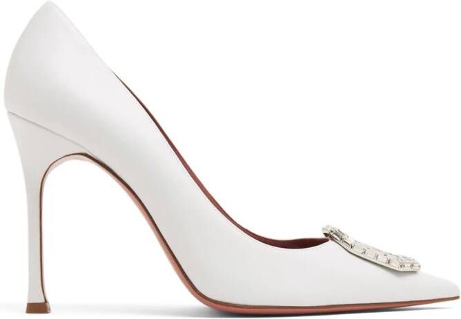 Amina Muaddi Camelia 105mm satin pumps White