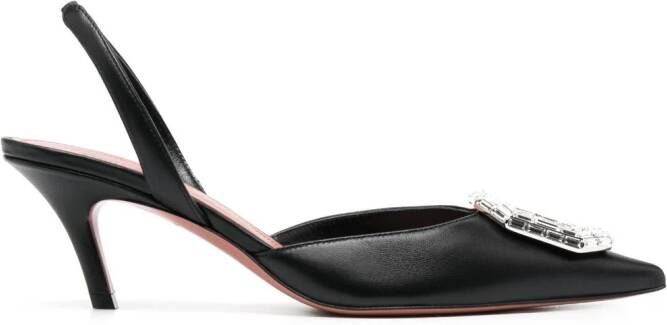 Amina Muaddi 60mm Camelia slingback pumps Black
