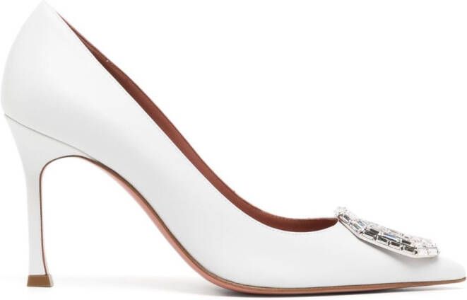 Amina Muaddi Camelia 90mm crystal-embellished pumps White