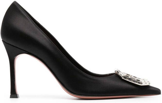 Amina Muaddi 90mm Camelia crystal pumps Black