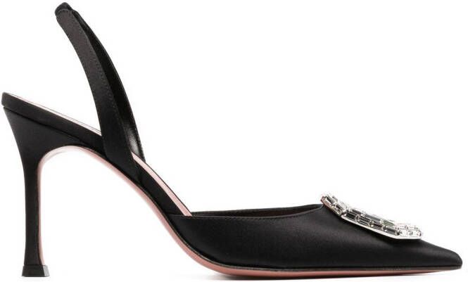 Amina Muaddi 90mm Camelia slingback pumps Black