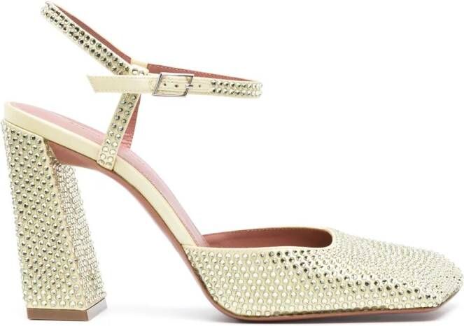 Amina Muaddi Charlotte 95mm crystal-embellished pumps Yellow