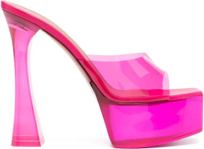 Amina Muaddi 140mm Dalida Glass platform sandals Pink