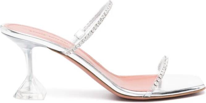 Amina Muaddi Gilda 70mm mirrored sandals Neutrals