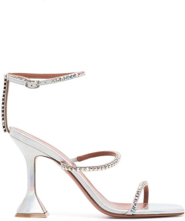 Amina Muaddi Gilda 95mm crystal-embellished sandals Silver