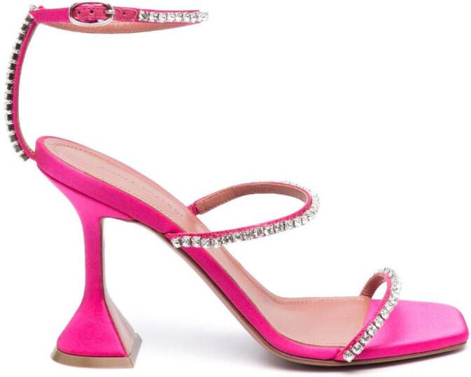 Amina Muaddi Gilda 95mm crystal-embellished sandals Pink