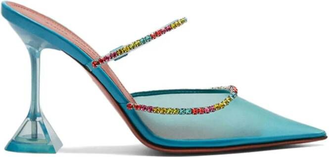 Amina Muaddi Gilda Glass 95mm mules Blue