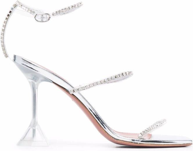 Amina Muaddi Gilda open-toe sandals Silver
