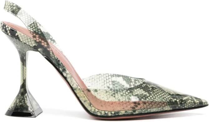 Amina Muaddi Holli Glass 95mm snakeskin-effect pumps Neutrals