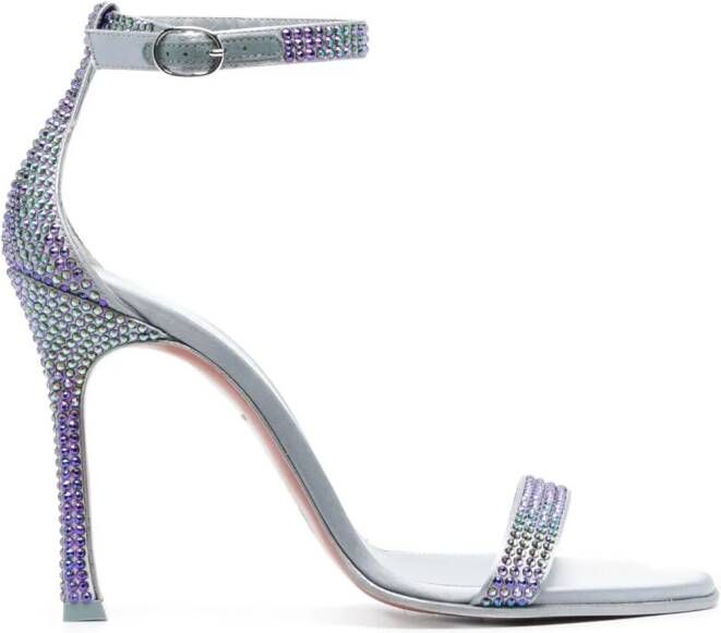 Amina Muaddi Kim 115mm crystal-embellished sandals Grey