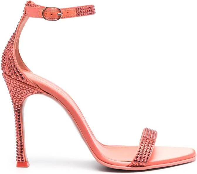 Amina Muaddi 115mm Kim crystal-embellished sandals Orange