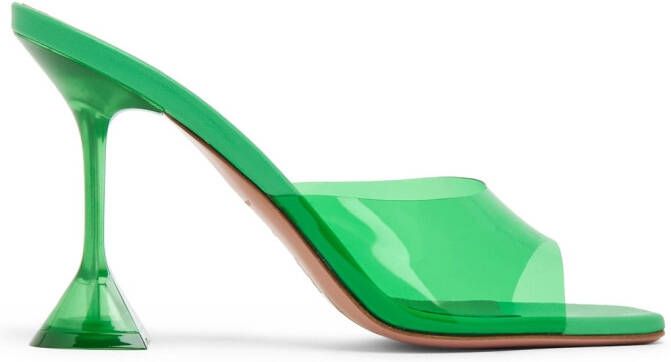 Amina Muaddi Lupita 95mm glass sandals Green