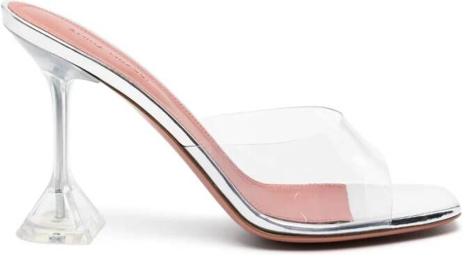 Amina Muaddi 95mm Lupita Glass transparent mules Neutrals