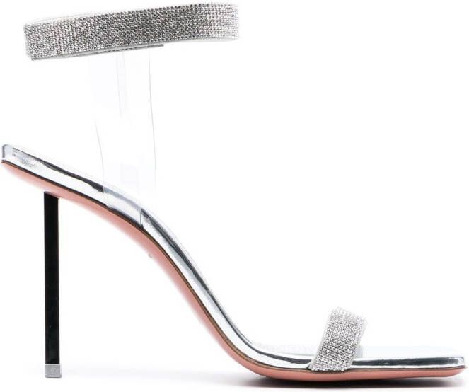 Amina Muaddi Rih 95mm crystal-embellished sandals Silver