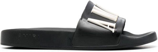 AMIRI logo-embossed faux-leather slides Black