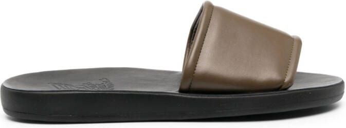 Ancient Greek Sandals Ageos leather slides Green