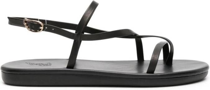 Ancient Greek Sandals Alethea flat leather sandals Black