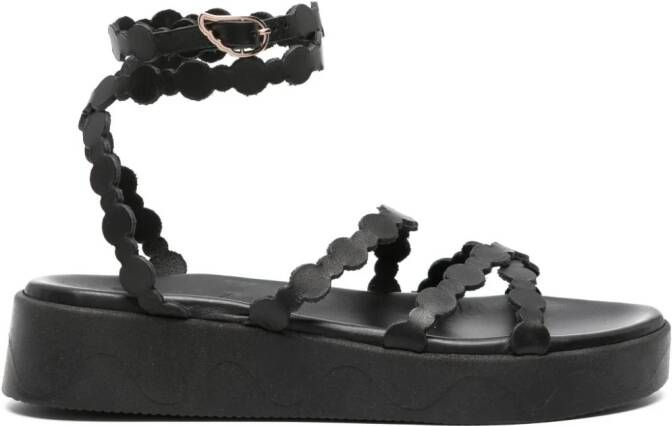 Ancient Greek Sandals Aspis flatform leather sandals Black
