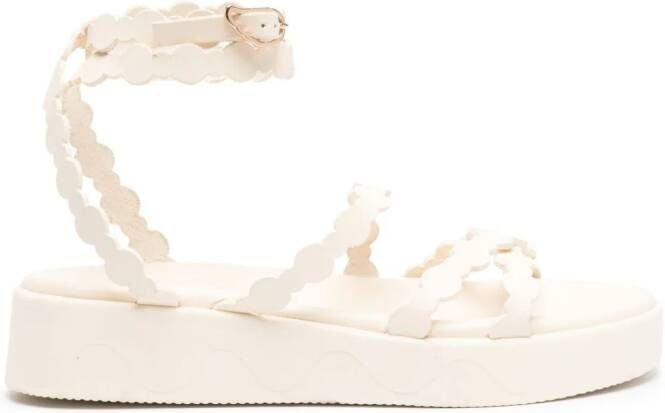 Ancient Greek Sandals Aspis flatform leather sandals White