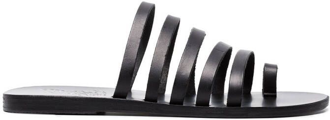 Ancient Greek Sandals Black Niki Leather Sandals