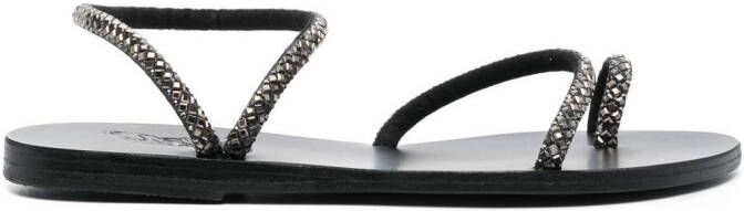 Ancient Greek Sandals Eleftheria crystal-embellished sandals Black