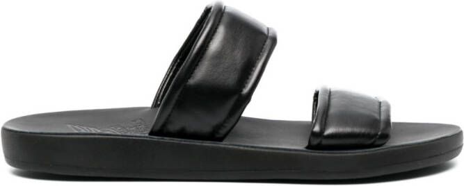 Ancient Greek Sandals Enias leather slides Black