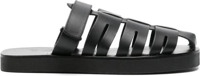 Ancient Greek Sandals Filoklis flat leather sandals Black