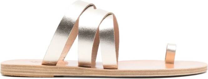 Ancient Greek Sandals Górdia leather flat sandals Gold