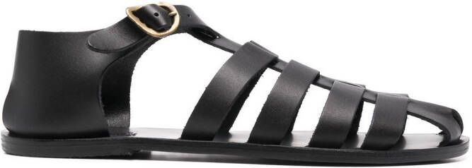 Ancient Greek Sandals Homer caged leather sandals Black