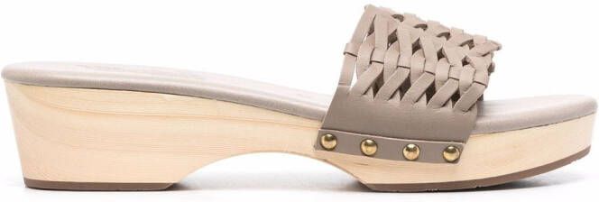 Ancient Greek Sandals interwoven-detail leather clogs Grey