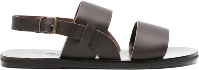 Ancient Greek Sandals Irodotos flat leather sandals Brown