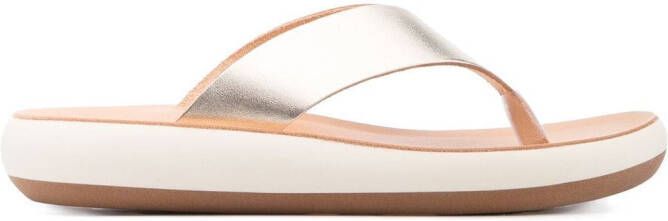 Ancient Greek Sandals leather metallic sandals Gold