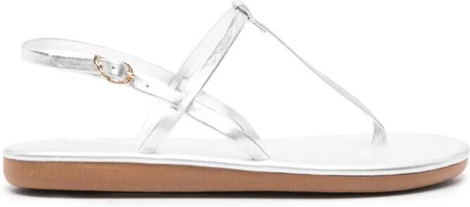 Ancient Greek Sandals Lito logo-debossed metallic leather sandals Silver