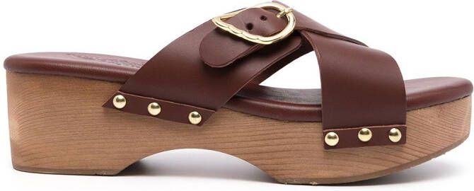Ancient Greek Sandals Marilisa stud-detail clogs Brown