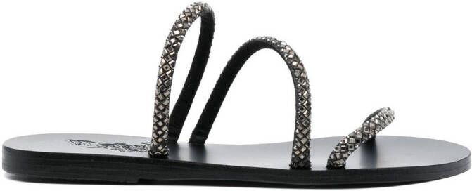 Ancient Greek Sandals Polytimi crystal-embellished sandals Black