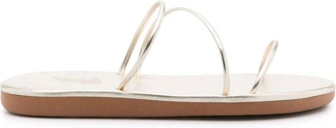 Ancient Greek Sandals Polytimi leather sandals Metallic