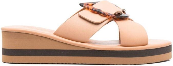 Ancient Greek Sandals Thais Rainbow wedge slides Neutrals